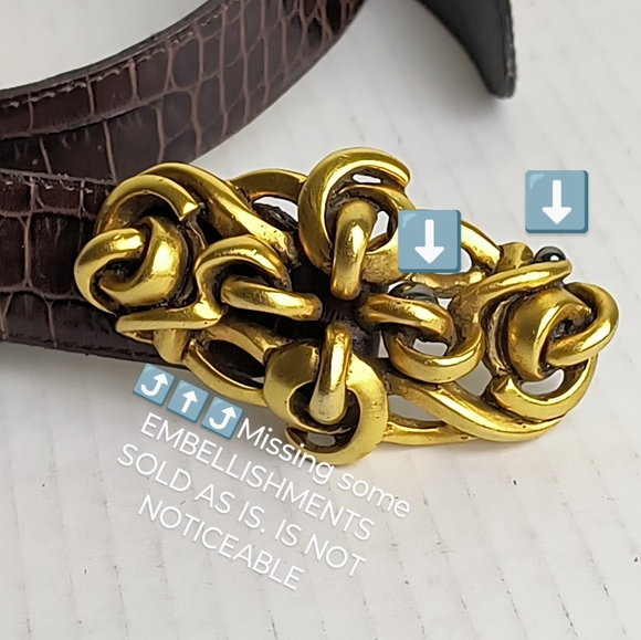 Connie Bates For Fahrenheit Brown Embossed Belt with Gold Buckle - Picture 14 of 15